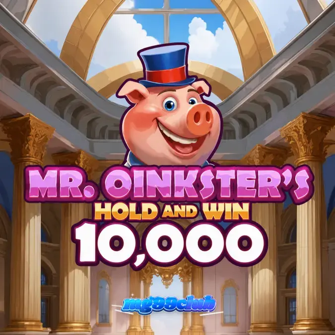ภาพกราฟิกธีมกระปุกออมสินและเหรียญทองในเกม Mr. Oinkster’s Hold & Win 10,000
